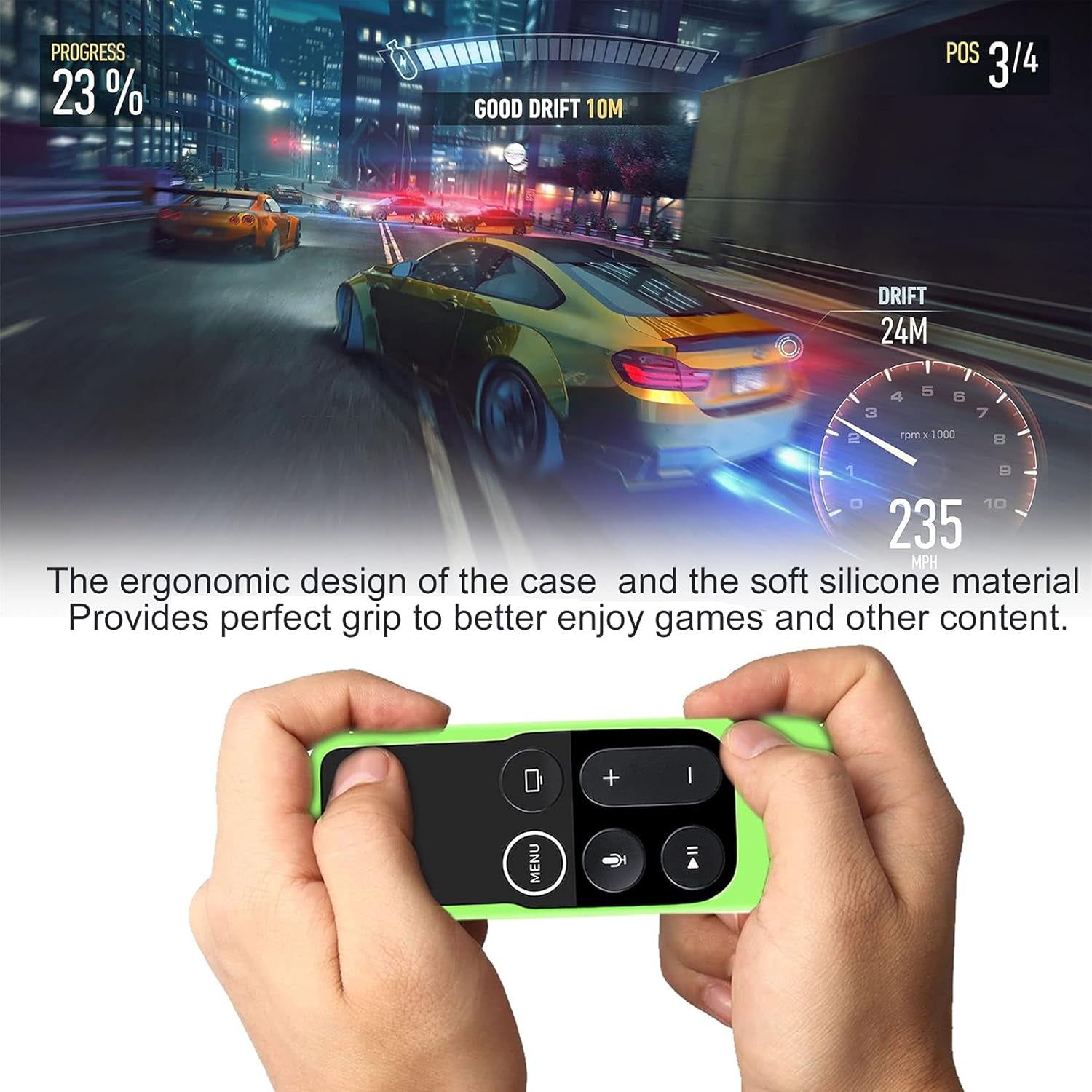 Case Compatible with Apple TV 4K/ 4Th Gen Remote Light Weight Anti-Slip Shock Proof Silicone Cover for Controller for Apple TV Siri Remote - Chartreuse