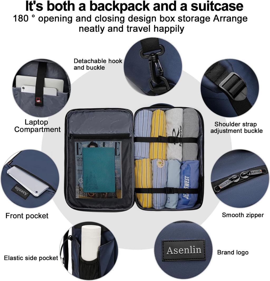 18 Inch Travel Laptop Backpack for Women Men，Business Travel Backpack Fit Flight Approved Water Resistant Computer Backpack Suitcase Backpack Black