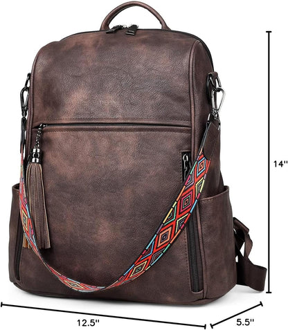 Leather Backpack Purse for Women Designer Ladies Shoulder Book Bag Fashion Convertible Travel Backpack Purses