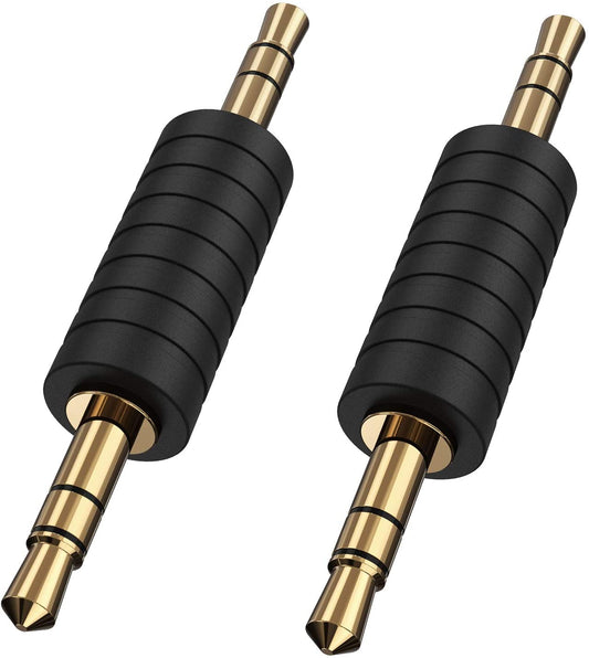 2 Pack 3.5Mm 1/8 Stereo Jack to 3.5Mm Audio Male to Male Adapter Connectors Gold Plated Compatible with for Taotronics, Mpow BH129 Bluetooth Receiver