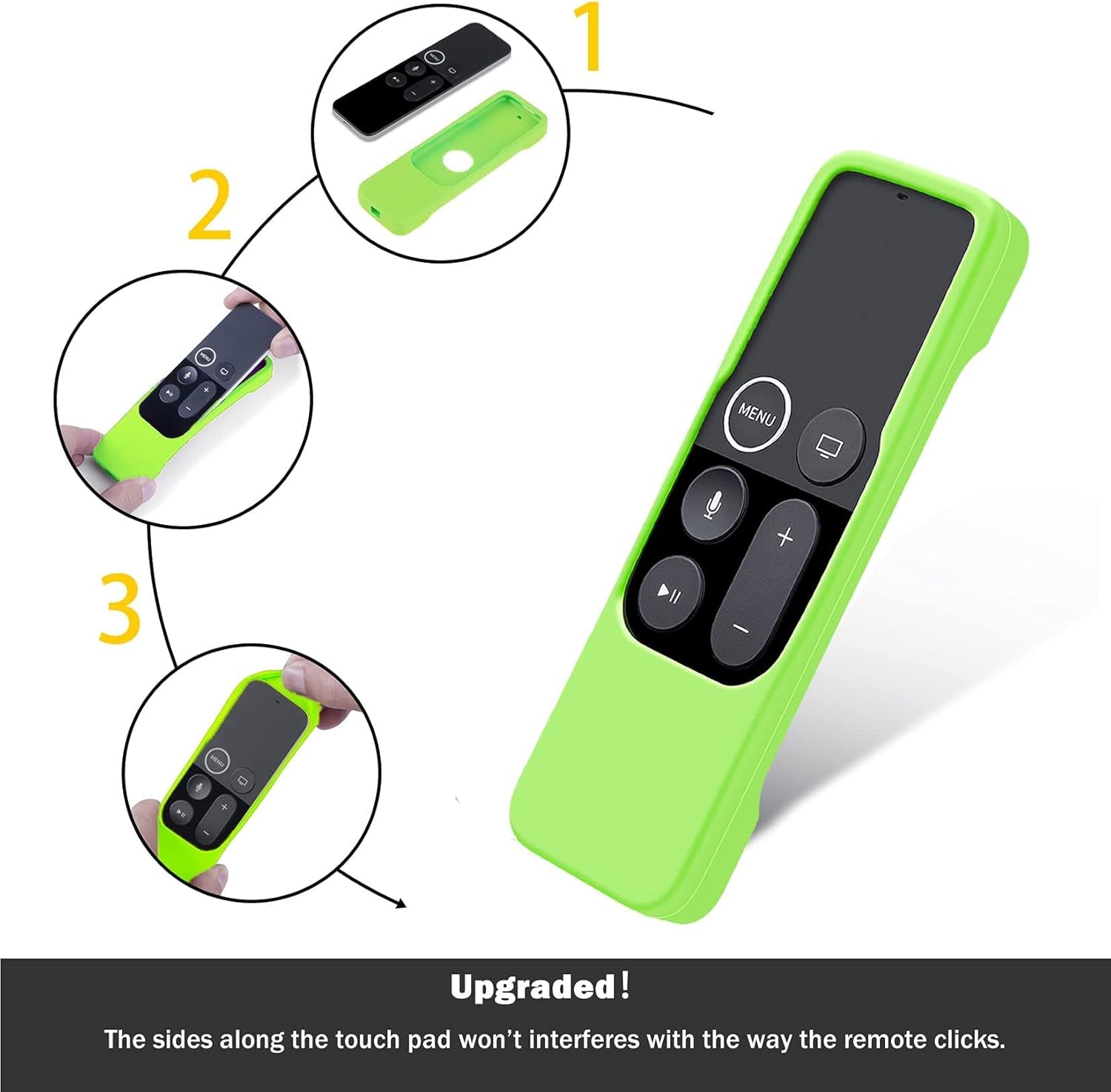Case Compatible with Apple TV 4K/ 4Th Gen Remote Light Weight Anti-Slip Shock Proof Silicone Cover for Controller for Apple TV Siri Remote - Chartreuse