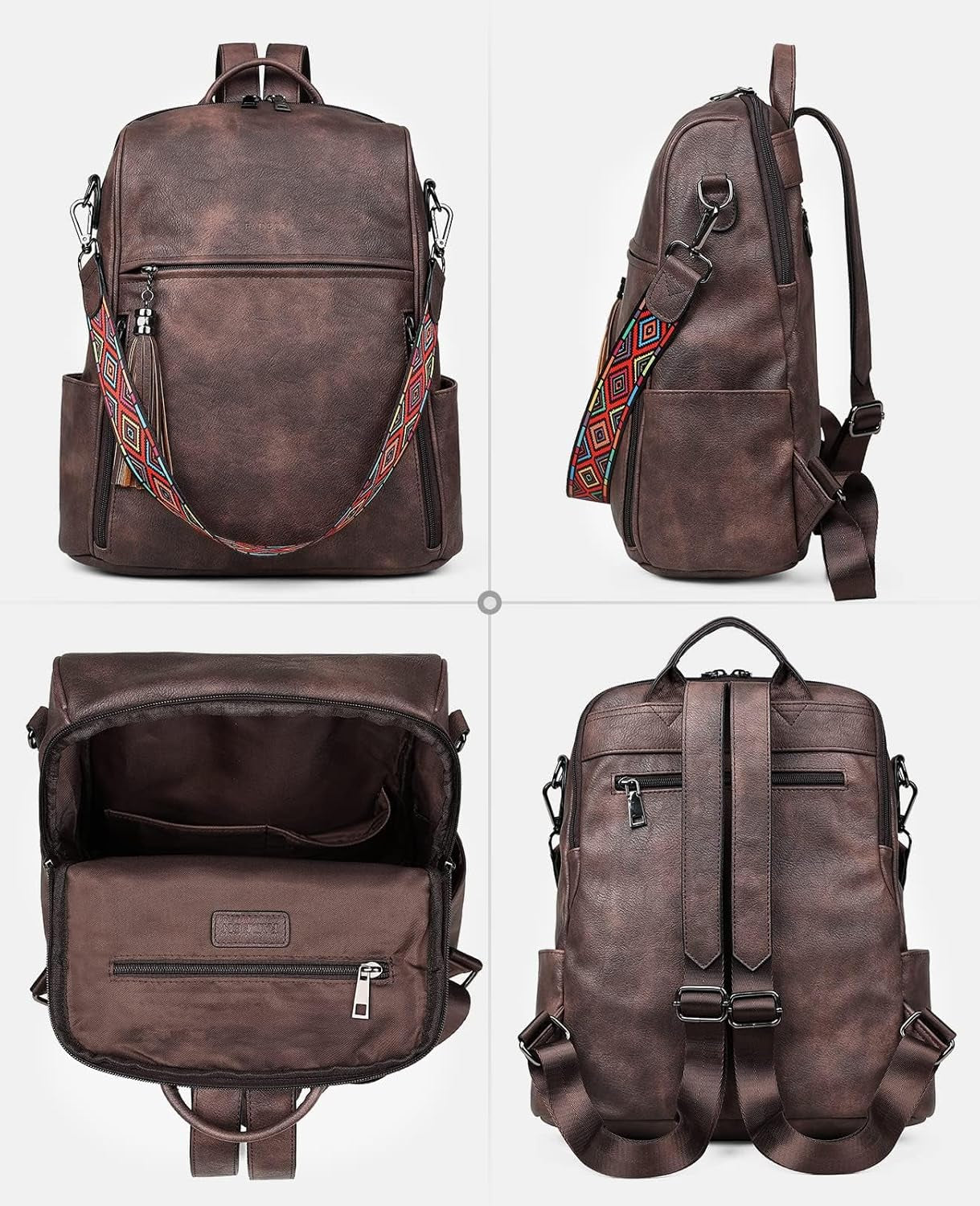 Leather Backpack Purse for Women Designer Ladies Shoulder Book Bag Fashion Convertible Travel Backpack Purses