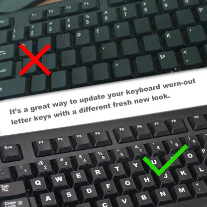 [2 Pack] Universal English Keyboard Stickers, Replacement English Keyboard Stickers with Black Background and White Lettering, Each Unit: 0.43" X 0.51" -Matte