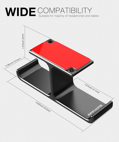 Headphone Headset Holder,  Headphones Stand Hanger Hook Aluminum Stick-On Adhesive under Desk Dual Headsets Holder Mount Gaming Accessories for All Headphones, Black