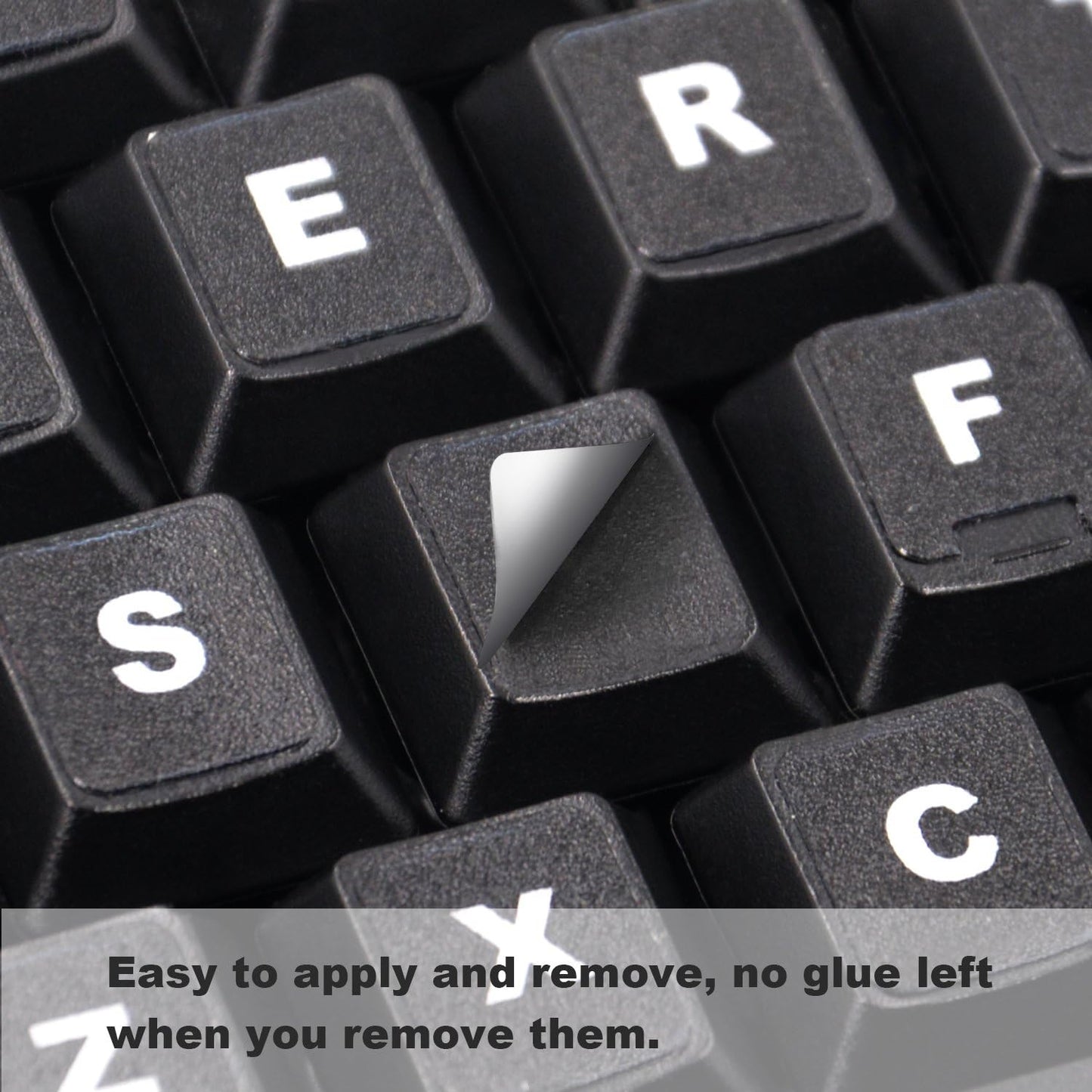 [2 Pack] Universal English Keyboard Stickers, Replacement English Keyboard Stickers with Black Background and White Lettering, Each Unit: 0.43" X 0.51" -Matte