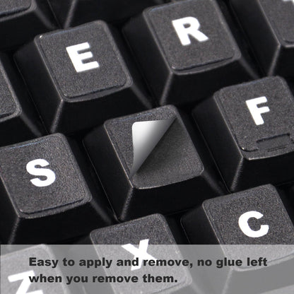 [2 Pack] Universal English Keyboard Stickers, Replacement English Keyboard Stickers with Black Background and White Lettering, Each Unit: 0.43" X 0.51" -Matte