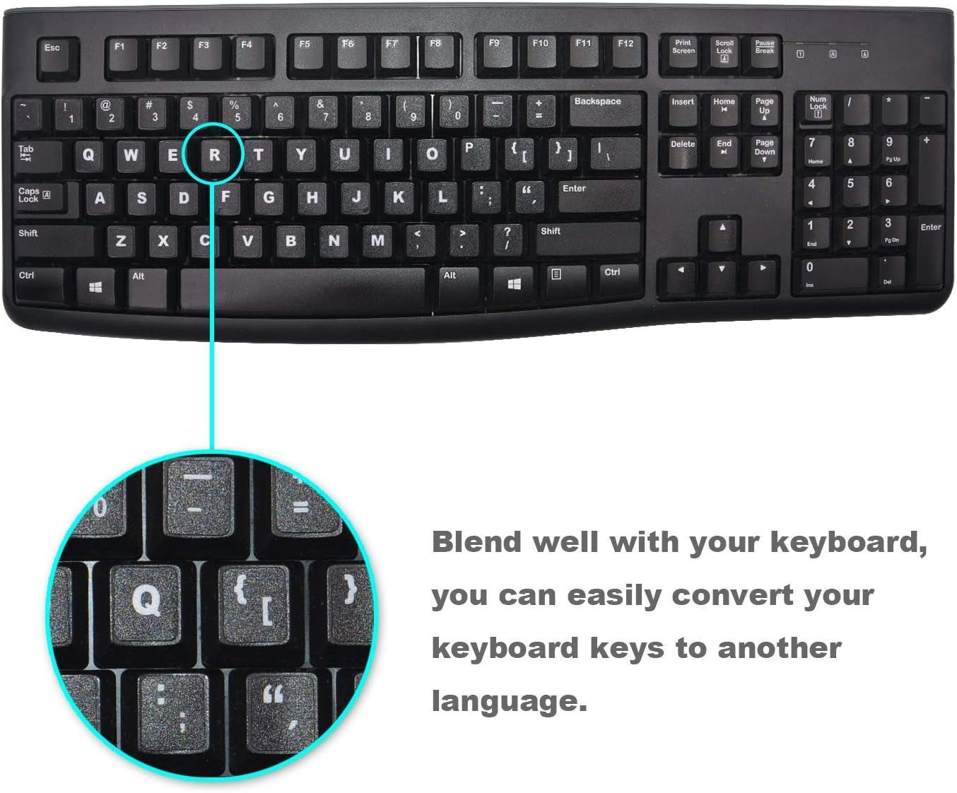 [2 Pack] Universal English Keyboard Stickers, Replacement English Keyboard Stickers with Black Background and White Lettering, Each Unit: 0.43" X 0.51" -Matte